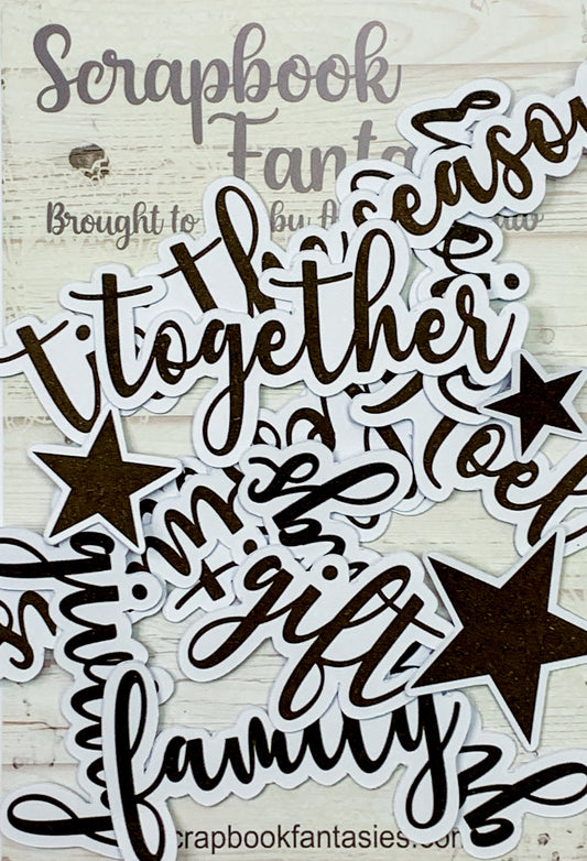 Colour-Cuts Minis - Christmas Words - Almost Black (13 pieces) Designed by Alicia Redshaw