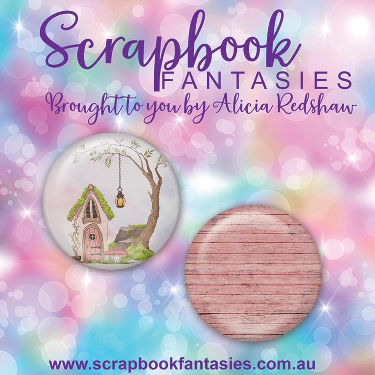 Dreamland Flair Buttons [1"] - Fairy House & Pattern (2 pieces) Designed by Alicia Redshaw