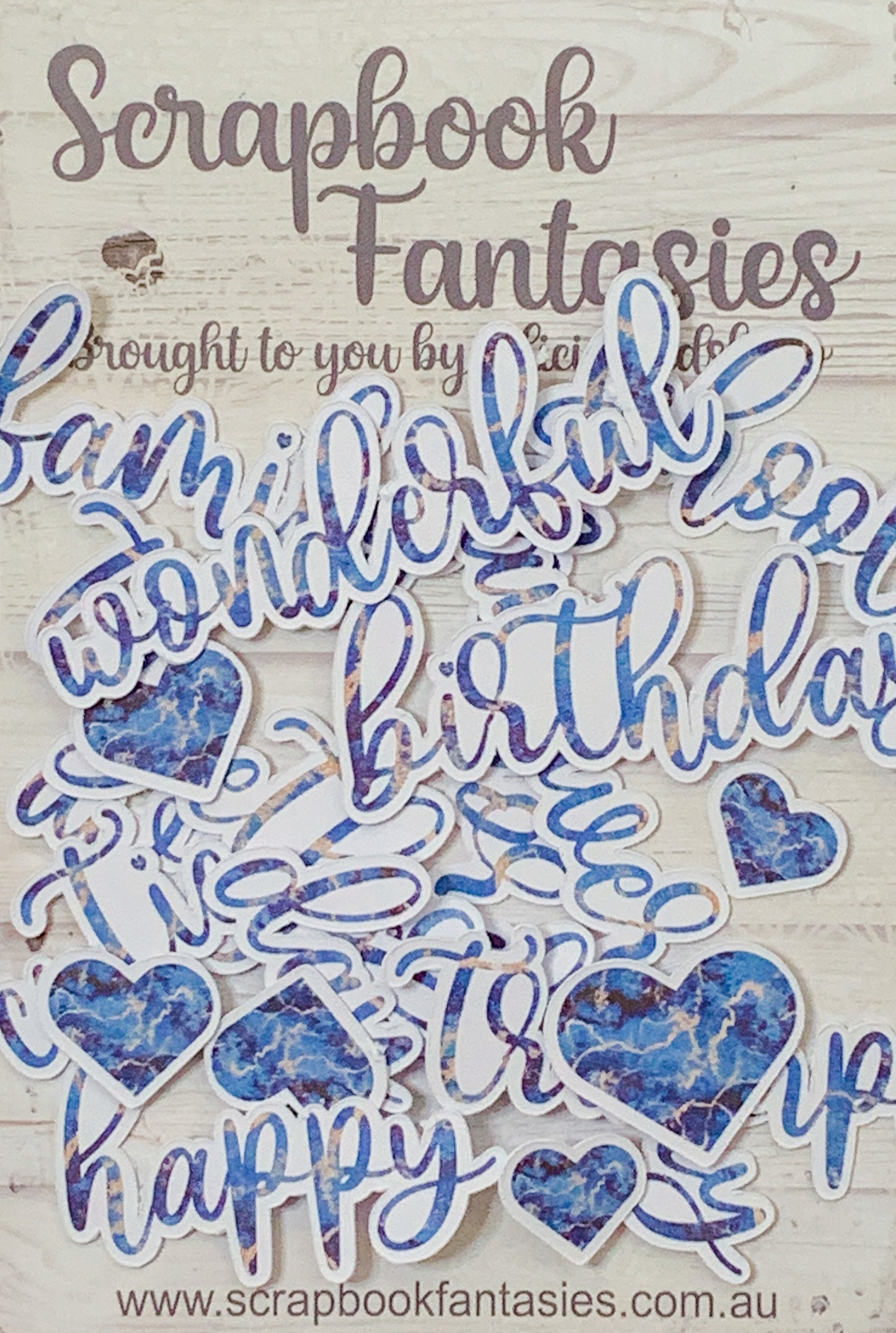 Colour-Cuts Minis Words 2 - Navy & Gold Marbled Watercolour (20 pieces) Designed by Alicia Redshaw
