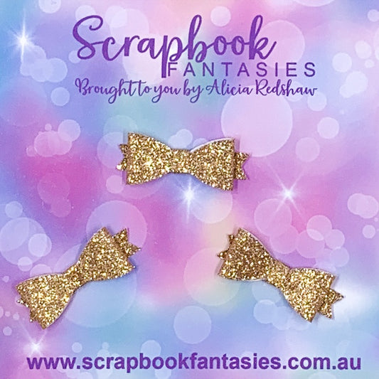 Handmade Rose Gold Sparkly Mini-Mini Glitter Bows (3 pack) by Naomi-Jon Redshaw