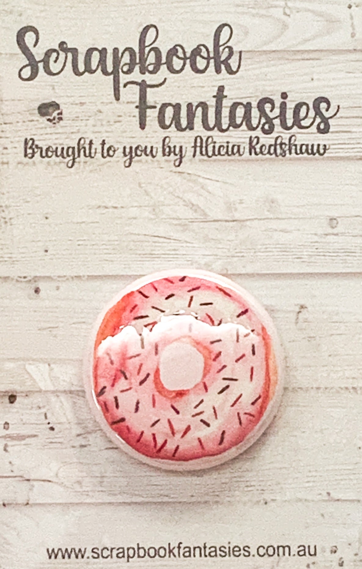 Flair Button [1"] - Pink Donut (1 piece) Designed by Alicia Redshaw