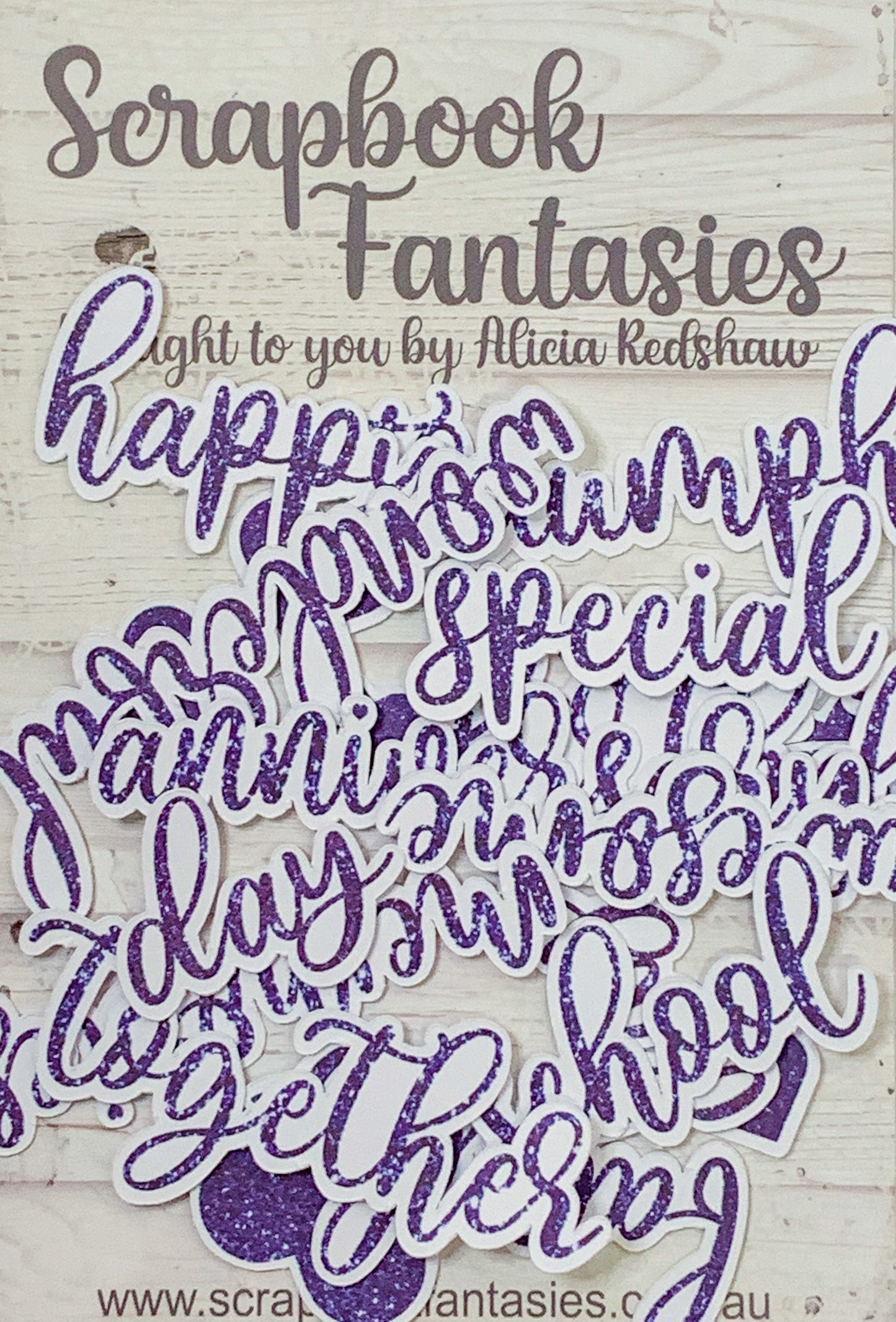 Colour-Cuts Minis Words 2 - Navy Purple Glitter (20 pieces) Designed by Alicia Redshaw
