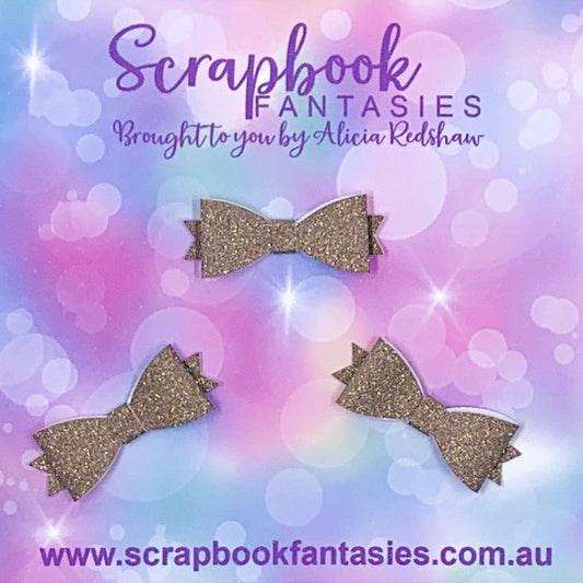 Handmade Chocolate Matte Mini-Mini Glitter Bows (3 pack) by Naomi-Jon Redshaw