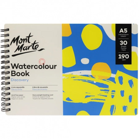 Mont Marte A5 Watercolour Book 190gsm (30 sheets - spiral bound) MSB0123