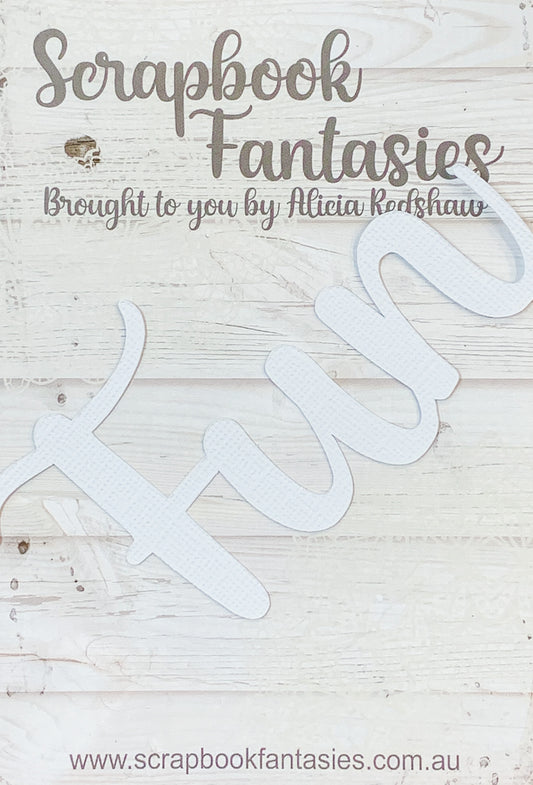 Fun 4"x2" White Linen Cardstock Title-Cut - Designed by Alicia Redshaw