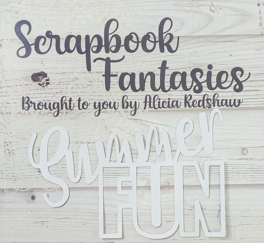 Summer Fun 6"x3.5" White Linen Cardstock Title-Cut - Designed by Alicia Redshaw