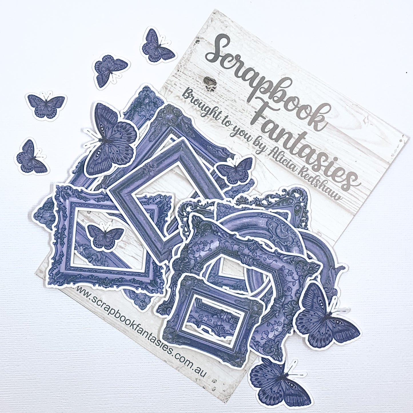 Devoted to Denim Colour-Cuts - Denim Frames & Butterflies (20 pieces) Designed by Alicia Redshaw