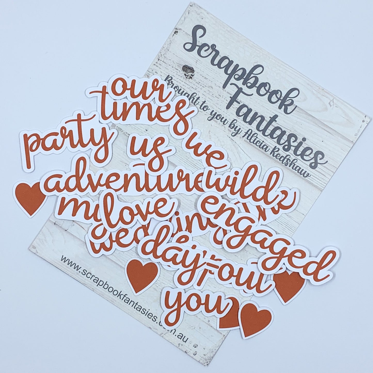 Colour-Cuts Minis Words 3 - Poppy Red (19 pieces) Designed by Alicia Redshaw