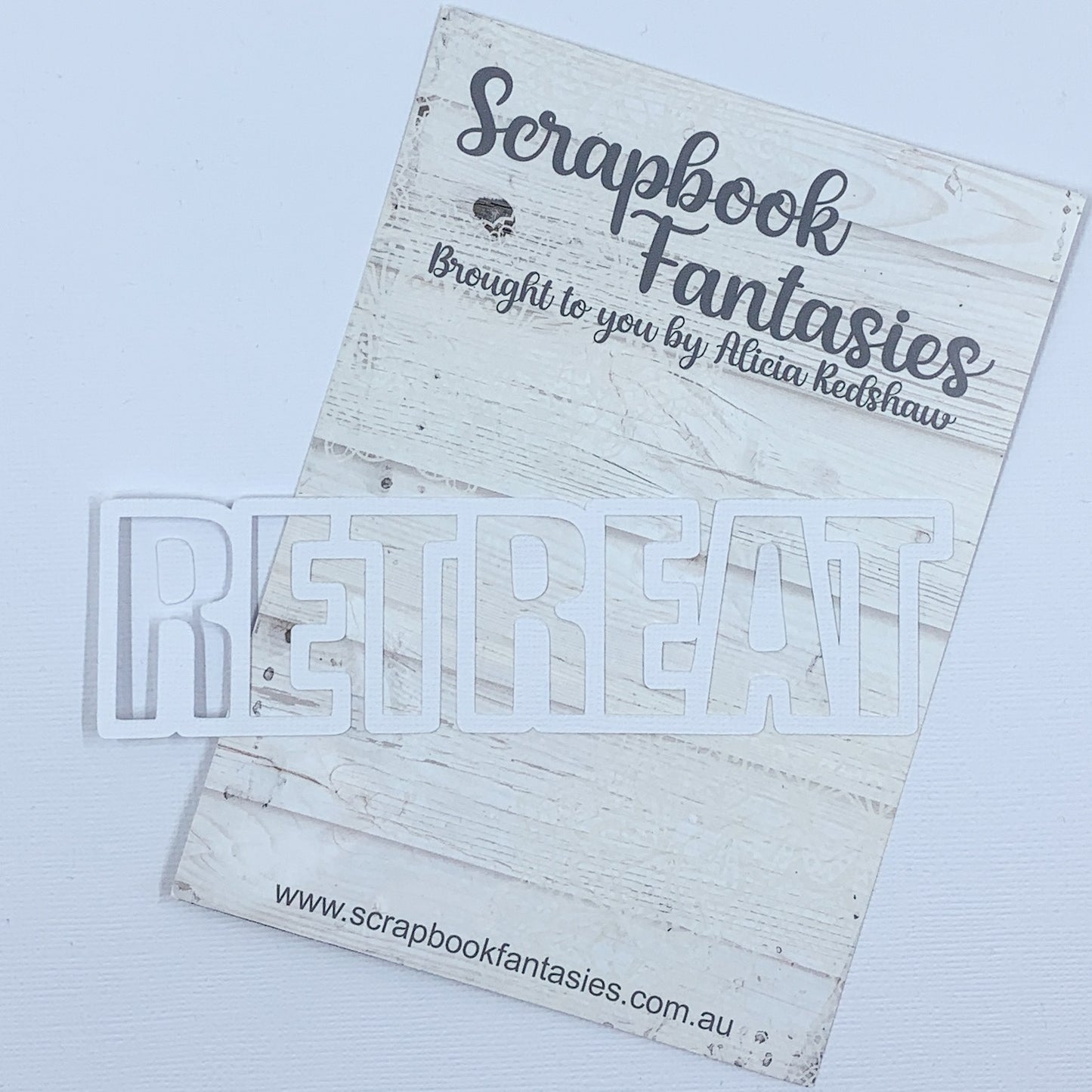 Retreat (open) 1.75"x5.75" White Linen Cardstock Title-Cut - Designed by Alicia Redshaw