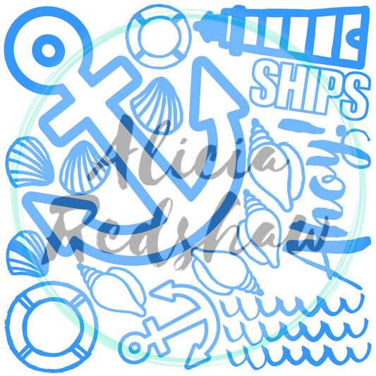 Ships Ahoy 12"x12" White Linen Project-Cut - Designed by Alicia Redshaw