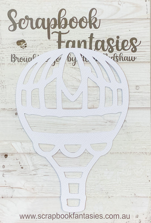 Hot Air Balloon (small) 4"x2.75" White Linen Cardstock Cutout - Designed by Alicia Redshaw