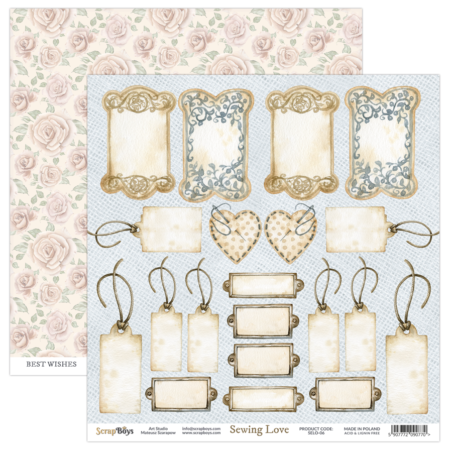 ScrapBoys - Sewing Love - 12x12 double-sided Patterned Paper (SELO-06)