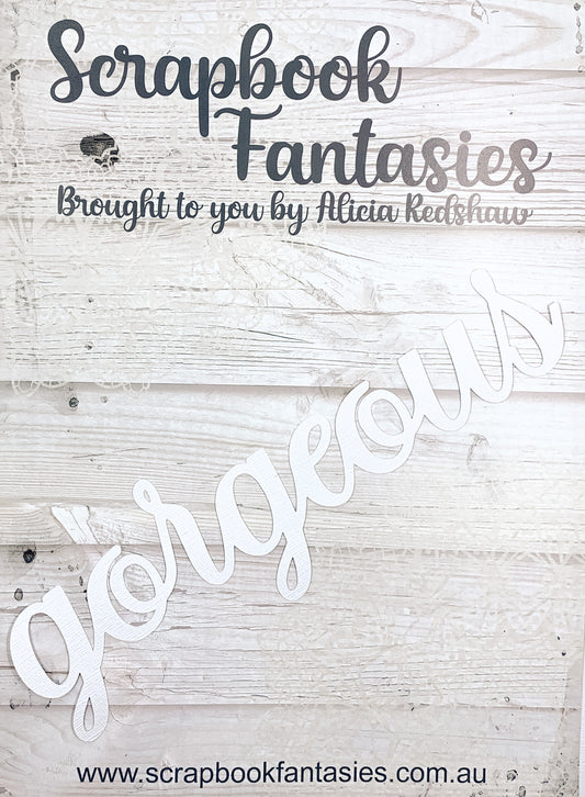 Glamorous - gorgeous 9"x2.5" White Linen Cardstock Title-Cut - Designed by Alicia Redshaw
