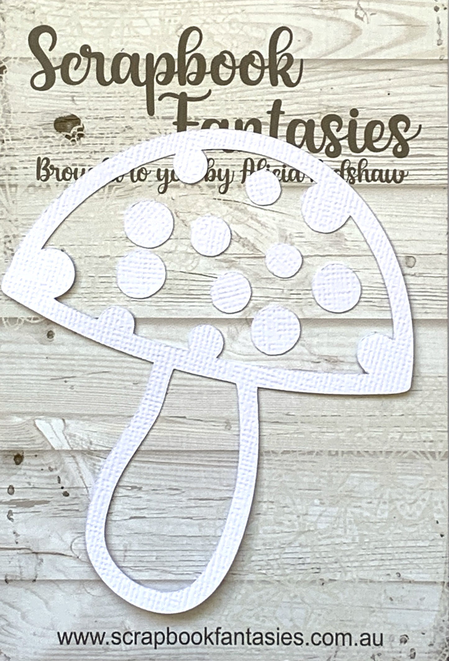 Mushroom (small) 4"x3.5" White Linen Cardstock Cutout - Designed by Alicia Redshaw