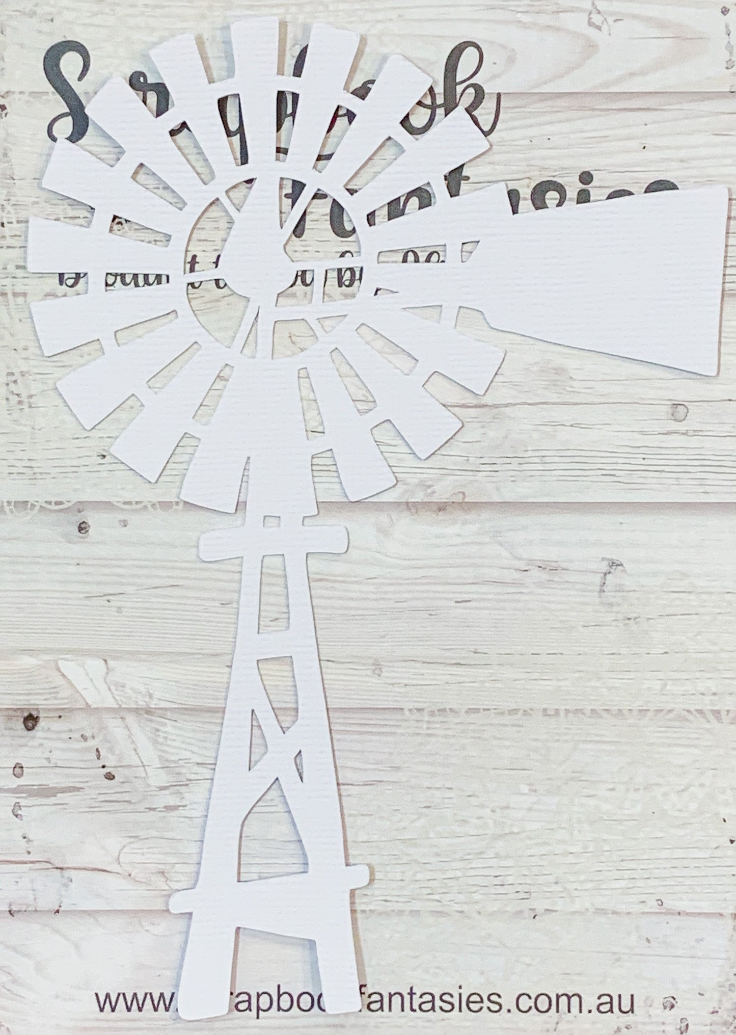 Redwood Farm Windmill 4"x6" White Linen Cardstock Picture-Cut - Designed by Alicia Redshaw Exclusively for Scrapbook Fantasies