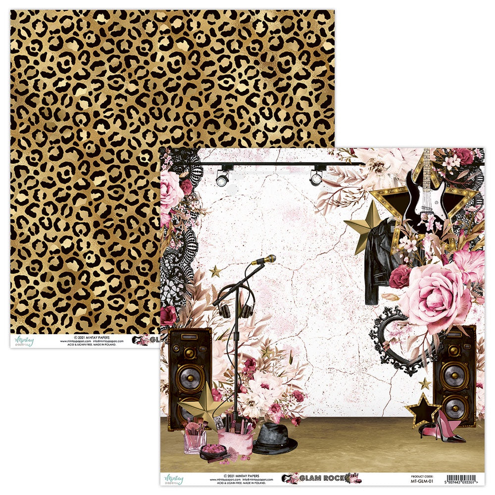 Mintay Glam Rock 12"x12" Double-Sided Patterned Paper 01 MT-GLM-01