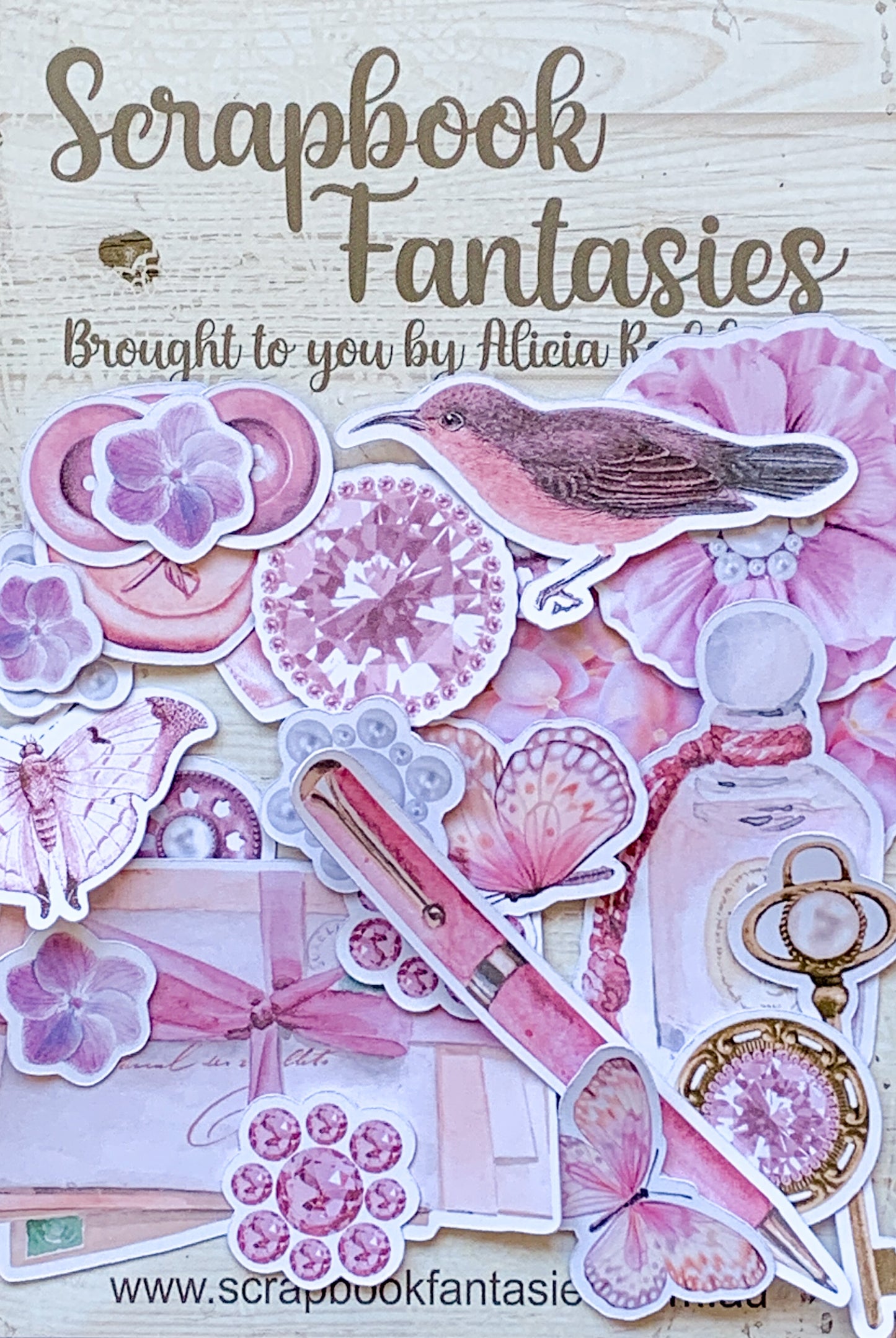 Springtime Tea Party Colour-Cuts Minis - Vintage Blush (25 pieces) Designed by Alicia Redshaw Exclusively for Scrapbook Fantasies