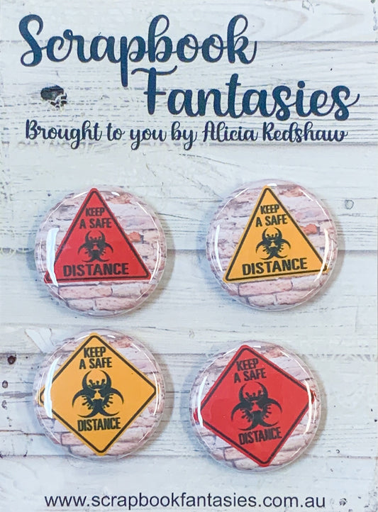 Flair Buttons [1"] - Virus Hazard Signs (4 pieces) Designed by Alicia Redshaw