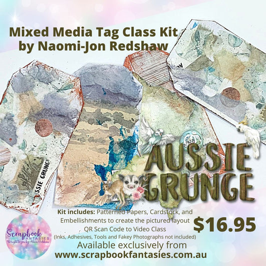 Aussie Grunge Rice Paper Tag Bases Class Kit by Naomi-Jon Redshaw - GICS #15 - Thursday 24 November 2022