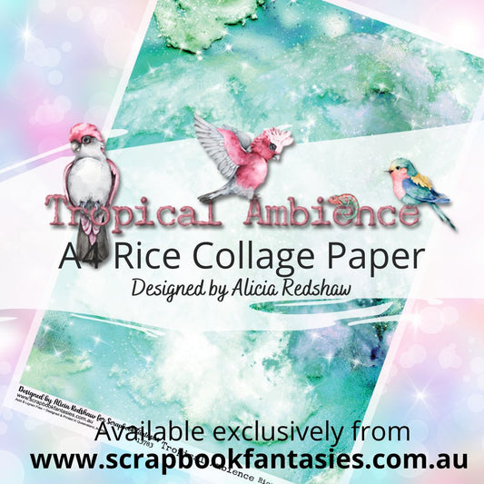 Tropical Ambience A4 Rice Collage Paper - Aqua Galaxy
