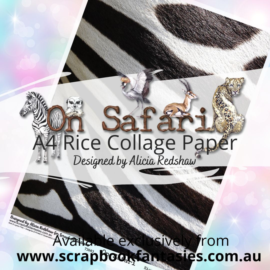 On Safari A4 Rice Collage Paper - Zebra – Scrapbook Fantasies