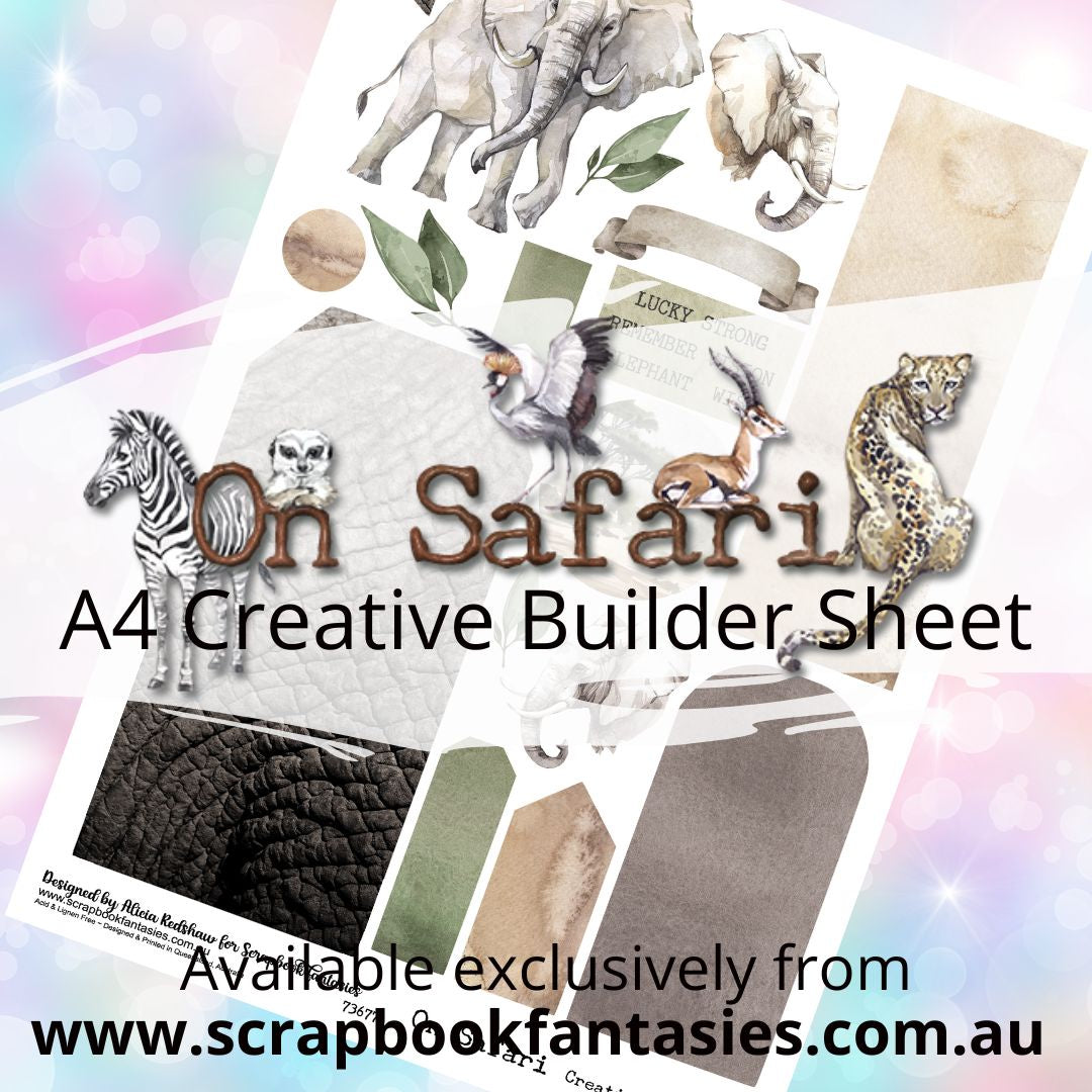 On Safari A4 Creative Builder Sheet - Elephants - Designed by Alicia Redshaw