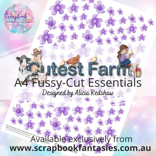Cutest Farm A4 Colour Fussy-Cut Essentials - Purple Flowers 233226
