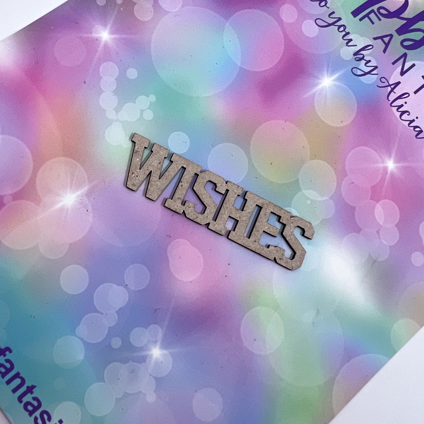 Chippie-Cuts Grey 1.2mm Chipboard Mini-Block Word - Wishes 2"x0.5" 14851