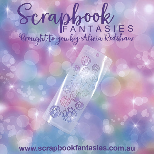 Scrapbook Fantasies Mini Border Stencil Template Mask - 2.25”x5.5” - Cogs 1 - 627003