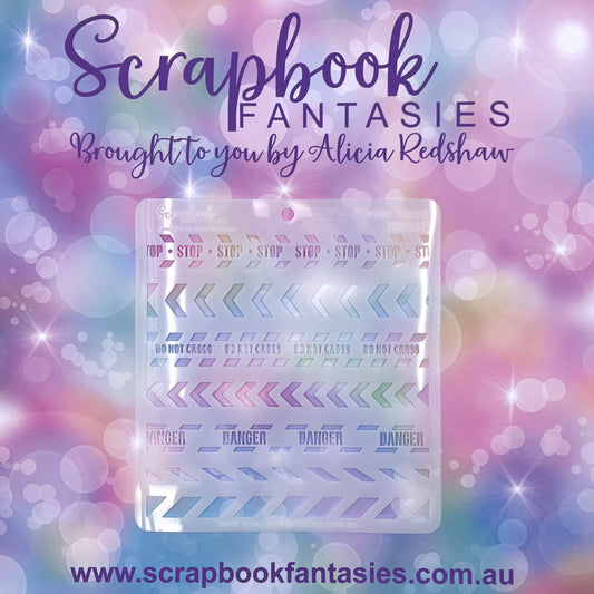 Scrapbook Fantasies Stencil Template Mask - 5.5”x5.5” - Barrier Tape 768017