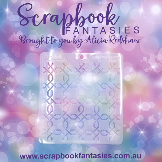 Scrapbook Fantasies Stencil Template Mask - 5.5”x5.5” - Interlocking Squares 768015