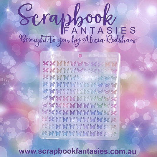 Scrapbook Fantasies Stencil Template Mask - 5.5”x5.5” - Butterflies in a Row 768022