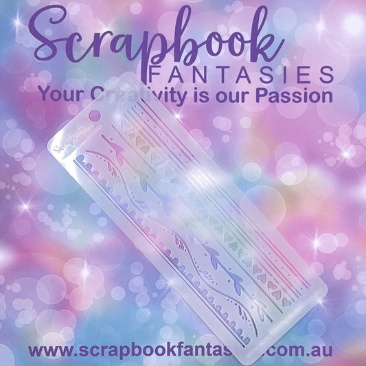 Scrapbook Fantasies Mini Border Stencil Template Mask - 2.25”x5.5” - Borders 627013