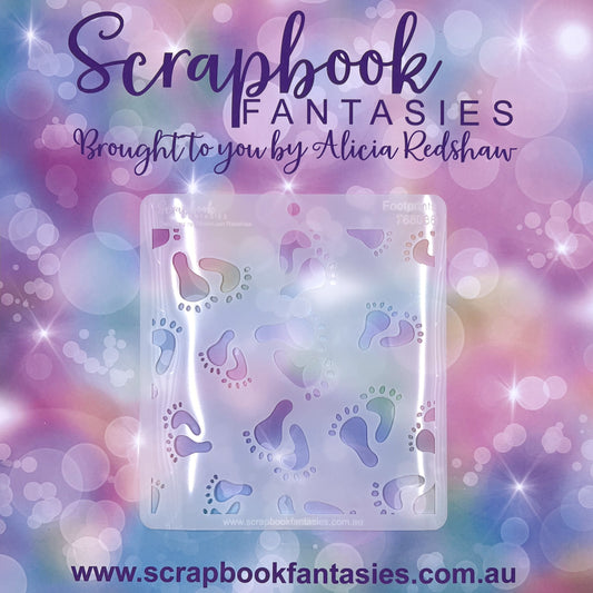 Scrapbook Fantasies Stencil Template Mask - 5.5”x5.5” - Footprints 768038