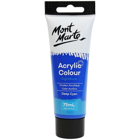 Mont Marte Deep Cyan Blue Studio Acrylic Paint 75ml (MSCH7518)