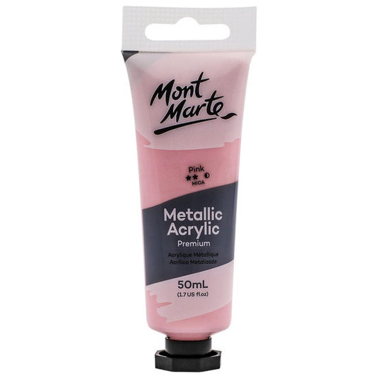 Mont Marte Pink Premium Metallic Acrylic Paint 50ml PMMT5002