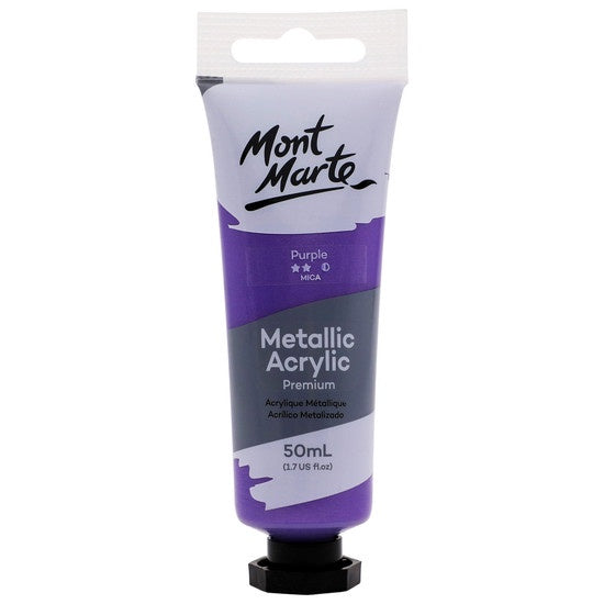 Mont Marte Purple Premium Metallic Acrylic Paint 50ml PMMT5004