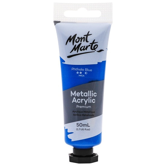 Mont Marte Phthalo Blue Premium Metallic Acrylic Paint 50ml PMMT5005
