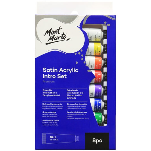 Mont Marte Premium Satin Acrylic Intro Set - 8 x 18ml tubes PMSA8181