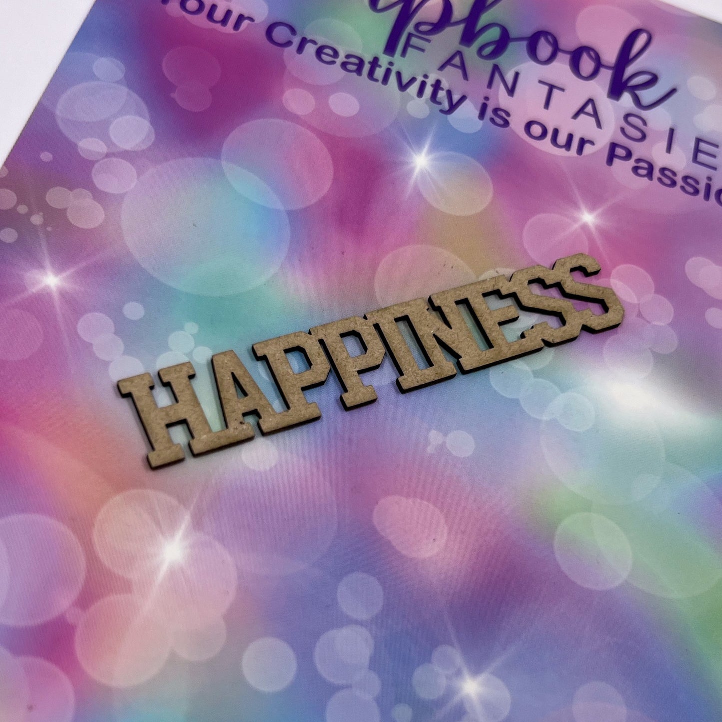 Chippie-Cuts Grey 1.2mm Chipboard Mini-Block Word - Happiness 2.75"x0.5" 15387