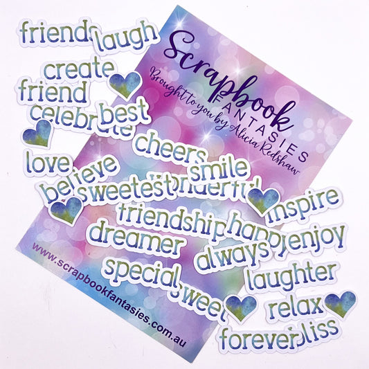Colour-Cuts Minis Words 4 - Blue & Green Ombre 4 (30 pieces) Designed by Alicia Redshaw