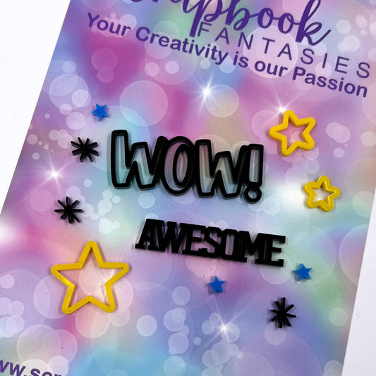 Acrylic-Cuts Acrylic Embellies Set (11 pieces) - Wow! Awesome - Designed by Alicia Redshaw 15202