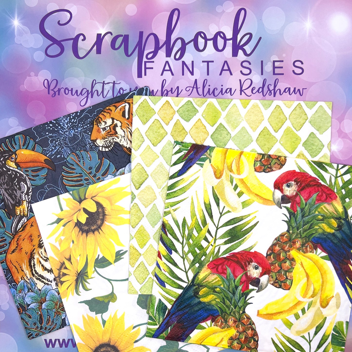 Tropical Birds & Fruits - Mixed Media Serviette Pack  (4 Pcs)