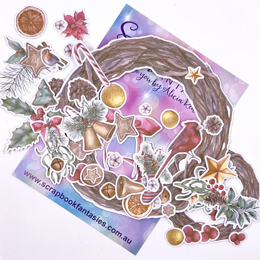 Traditional Christmas Colour-Cuts (50 pieces) Wreath Builder - Designed by Alicia Redshaw
