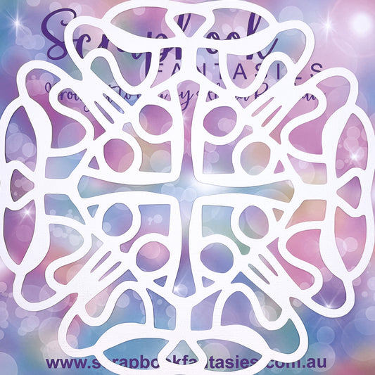 Naomi-Jon's June 2023 Mandala 11.75"x11.75" White Linen Cardstock Background-Cut - Designed by Naomi-Jon Redshaw
