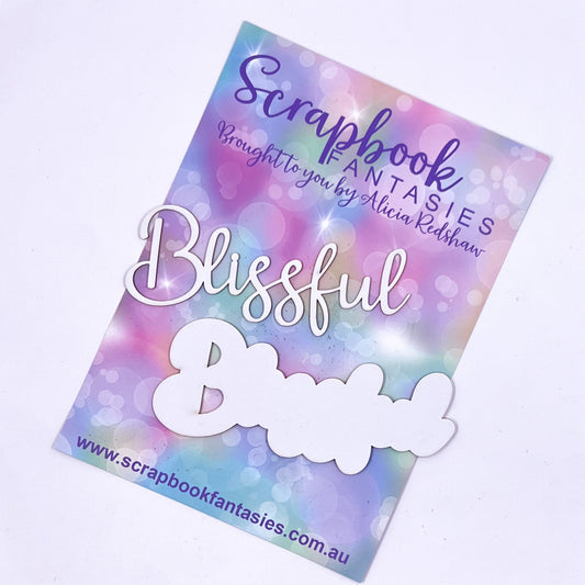 Mermaid Wishes Chippie-Cuts White 1mm Chipboard - Blissful with a shadow (2 pieces) 4.25"x1.75" 15013