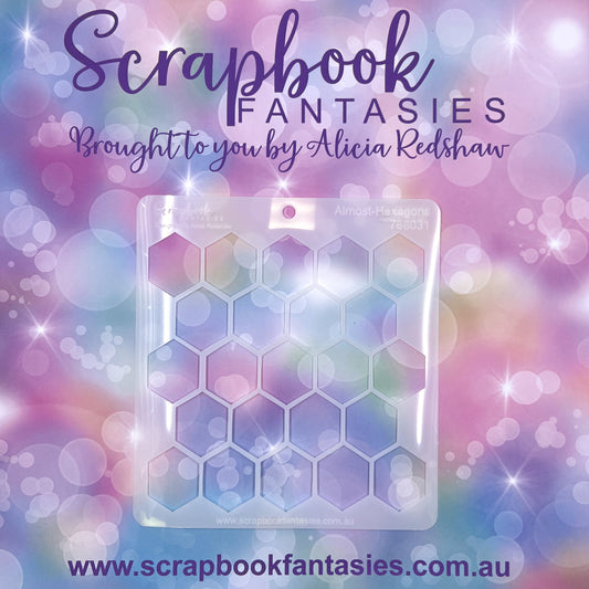 Scrapbook Fantasies Stencil Template Mask - 5.5”x5.5” - Almost-Hexagons 768031