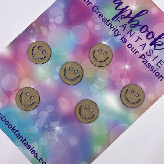 Chippie-Cuts Grey 1.2mm Chipboard - Smiley Faces (6 pieces) 0.75" 15977