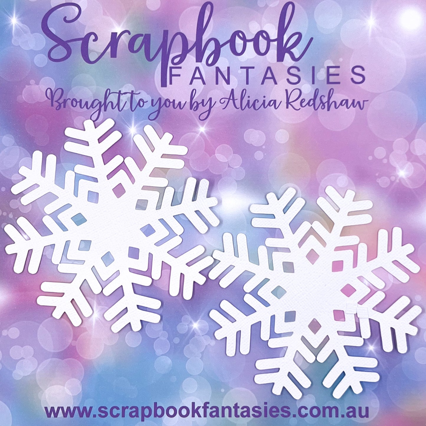 Purple Christmas - Snowflakes (2 pack) 4"x4" White Linen Cardstock Picture-Cut - Designed by Alicia Redshaw