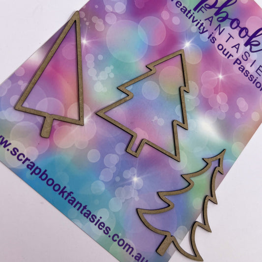 Chippie-Cuts Grey 1.2mm Chipboard - Christmas Trees (3 pack)  2"x2.5", 1.25"x2.5" & 1.75"x2.5" 15288